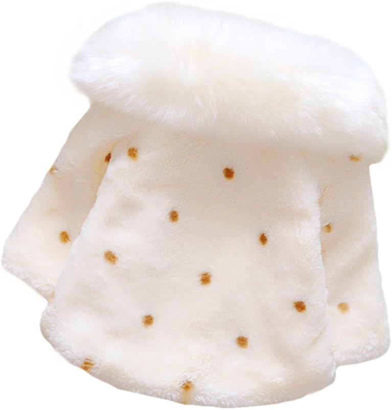 Girls Thicken Furry Collar Cape Coat Warm Cotton Outwear for Winter Adorable Lightweight Design for Little Girls Autumn Wardrobe Addition