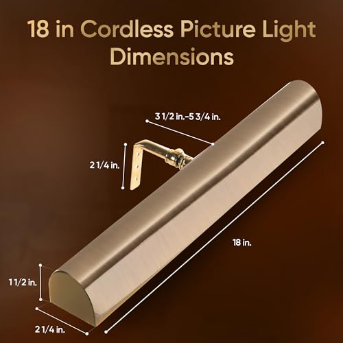 Concepdesigns Picture Light Battery Operated Picture Light, Dimmable Wireless Picture Lights for wall, Art Light, Library Light Battery Operated with Remote Control - 18 inches, Antique Brushed Bronze - Thumbnail 7