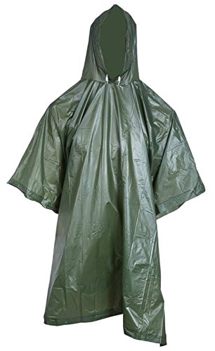 2PO Adult Waterproof Non-Conductive PVC Rain Dark Green Poncho - One Size