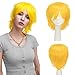 S-noilite Women Mens Short Fluffy Straight Hair Wigs Anime Cosplay Party Dress Costume Pixie Wig (Yellow)