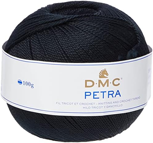DMC Petra Yarn, 100% Cotton, Black, Size 5
