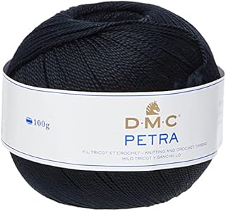DMC Petra Yarn, 100% Cotton, Black, Size 5