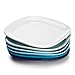 Sweese 152.003 Porcelain Square Dinner Plates - 10 Inch - Set of 6, Cool Assorted Colors
