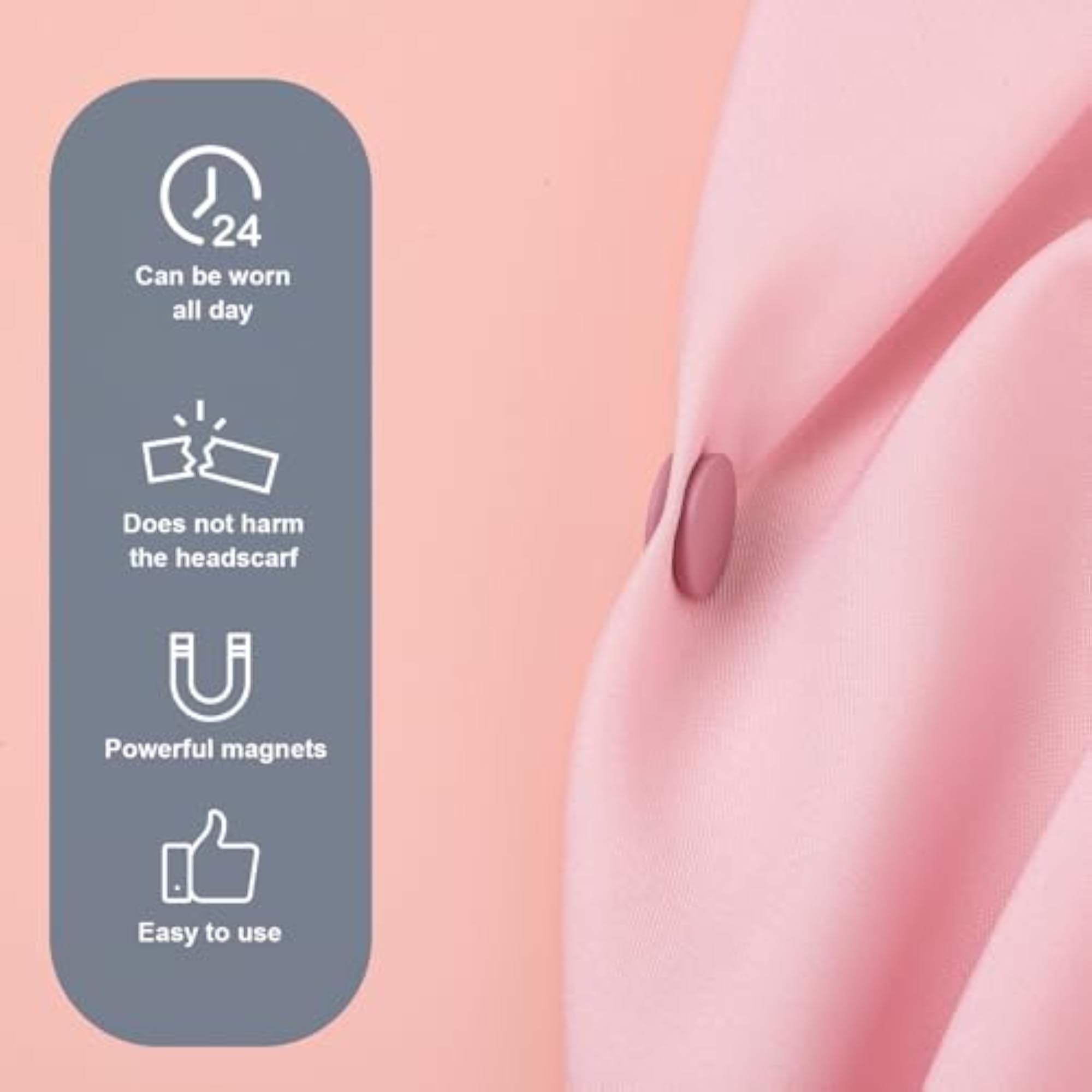 12pcs Strong Hijab Magnetic Pins, Colorful No-Snag Brooch Pins