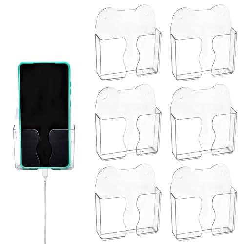 Support mural téléphone portable transparent lot de 6 avec trou de charge