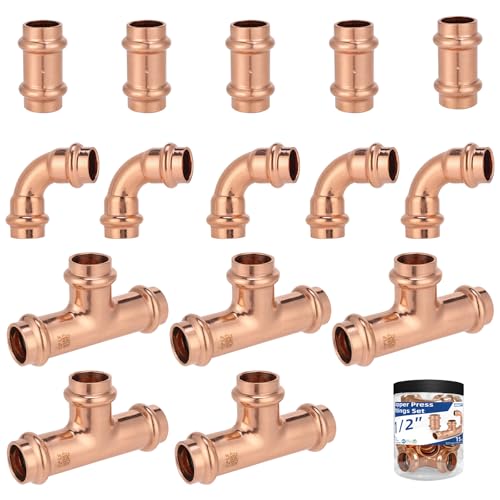 (15-Pack YVSKM) 1/2" Press Fittings Assortment Kit – 5 Tee