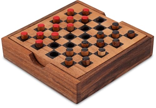 LOGOPLAY Dame - Checkers - Strategiespiel - Denkspiel - Brettspiel aus Holz