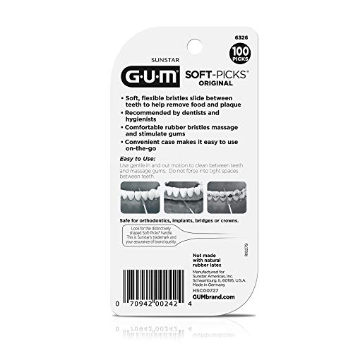 Gum Soft-Picks Original Easy To Use Dental Picks For Teeth Cleaning And Gum Health With Convenient Carry Case Dentist Recommended Dental Picks (100 Count) #TOP2