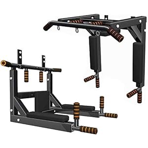 MAXSTRENGTH Multifunctional Wall Mounted Pull Up Bar/Chin Up bar, Dip Station for Indoor Home Gym Workout, Training Equipment Fitness Dip Stand Exercise Support