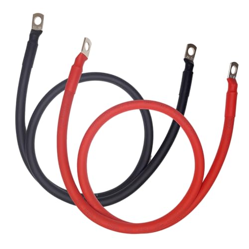 Cables de batería de 100 cm, par rojo y negro, 35 mm² (2 AWG), sistemas de 12 V, 24 V, 48 V (hasta 100 V), cable de goma resistente, cables de batería/inversor para vehículos, caravanas,