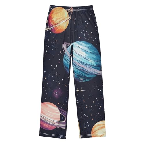 ZZXXB Space Planets Boys Long Pants Soft Trousers Elastic Waist Kids Lounge Bottoms with Pockets S-XL