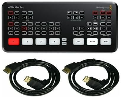 Blackmagic Design ATEM Mini Pro HDMI Live Stream Switcher 6ft 4K HDMI High Speed Cable with Swivel Headband 3 Items
