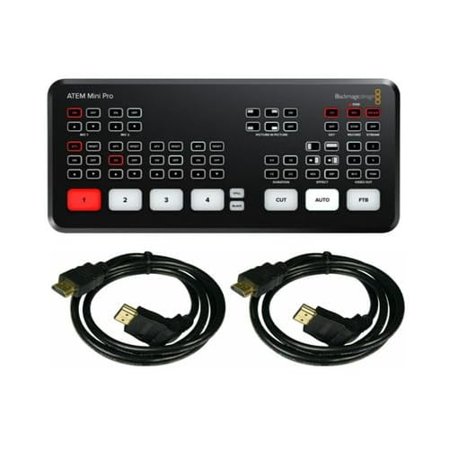 Blackmagic Design ATEM Mini Pro HDMI Live Stream Switcher Bundle with 6-Feet 4K HDMI High-Speed Cable with Swivel Head (2-Pack) (3 Items)