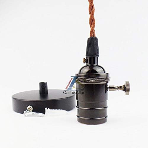Retro lamp base DIY Light fixture E26 Lamp holder for 110V 220V bulb Vintage decor hanging Lamp for home - (Color: copper)