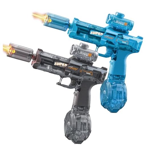 2 Pack Electric Water Gun with LED Light, Rechargeable Battery,Water Blaster Squirt Guns for Kids Adults Range Up to 32 ft,Outdoor Summer Water Toys (Black and Blue)