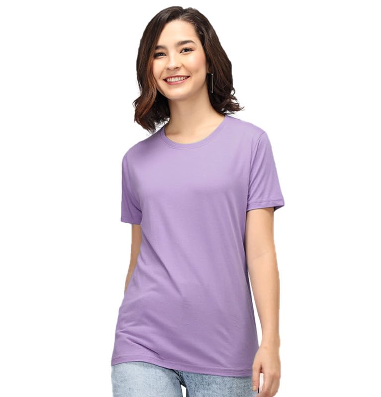 Image of Sleepynuts Women Boyfriend Plain Round Neck Half Sleeve T-Shirt