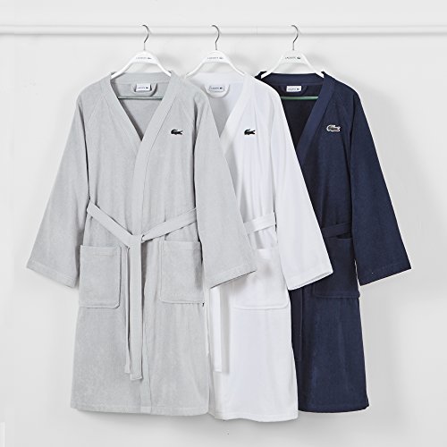 Lacoste Classic Pique 100% Cotton Bath Robe for Men & Women, One Size Fits Most, White by Lacoste - Image 6
