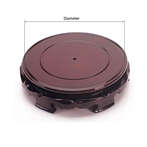 Akoak Vintage Circular Wooden Vase Aquarium Table Lamp Teapot Base, Rotatable Home Decoration Display Stand (6.2") #TOP1