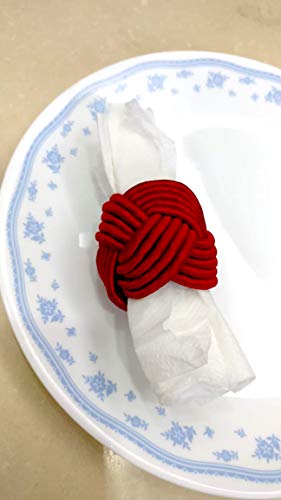 Image of Handmade Napkin Ring Holder Set (Red) - Pack of 6