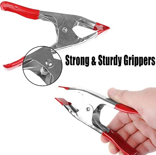 Spring Clamps, 24 Pcs Spring Clips, Wood Clamps with Good Gripping and Anti-Slip Coating, Includes 2/4/6 Inches Metal Clips, Tarp Clips for Tarpaulin, Camping, Woodworking, DIY, Modelling, Craftwork