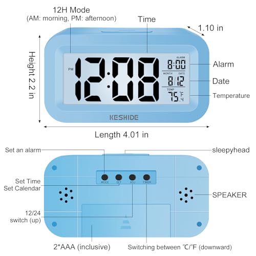 Image of Travel Digital Alarm Clock,Battery Operated with Backlight, Indoor Temperature, Desk Small Clock,Snooze Model,12 /24H Display for Bedrooms Heavy Sleepers Kids Travel Bathroom