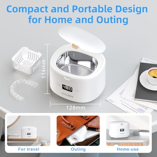 Vivizen WHITE1-FBA Ultrasonic Retainer Cleaner, Sonic Dental Cleaning Pod thumb #5