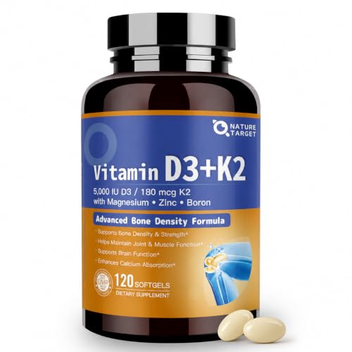 NATURE TARGET Vitamin D3 K2 Softgels 5000 IU, 120 Softgels
