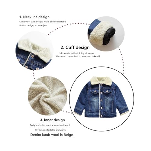 Toddler Kids Denim Jacket Long Sleeve Lapel Collar Button Up Plush Denim Coat Girls Casual Slim Fit School Daily Wear3
