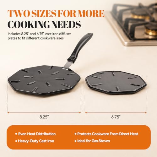Cast Iron Heat Diffuser for Gas Stove：Heat Diffuser Plate， Heat Diffusers for Electric Stove - Cast Iron Simmer Plate for Gas Burners 2 Sizes Included 8.25 and 6.75 Inch by MARINOVA - Used condition - Image 6