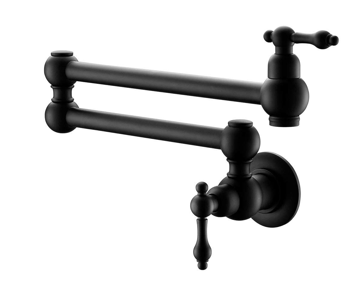 Support mural robinet de remplissage de pot noir mat haut de gamme double articulation
