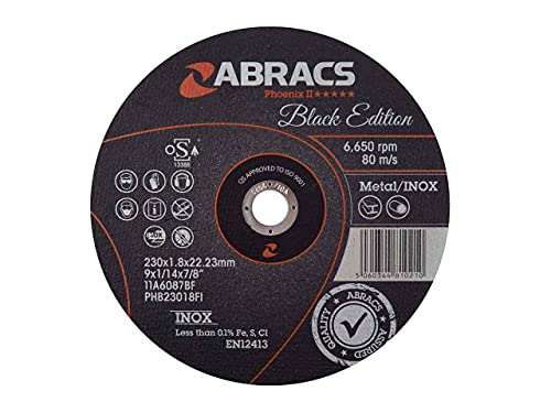 Image of Abracs PHB23018FI Black Edition Extra Thin Phoenix II Cutting Disc, 230mm x 1.8mm x 22mm