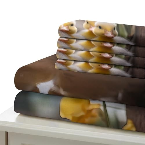 Housse de Couette Canetons Imprimé 3D Confortable Fermeture Éclair