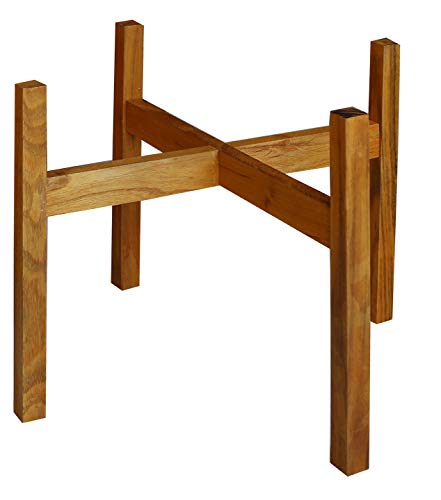 Support de plante moderne au milieu du siècle avec pieds carrés, support de jardinière, fabriqué à la main au Canada, bois de noyer, décoration rétro (12, beige) Cover