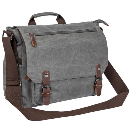 Waterproof Vintage Genuine Leather Waxed Canvas Briefcase