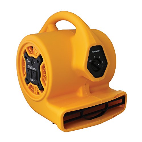 XPOWER P-130A Mini Mighty Air Mover, Utility Fan, Dryer, Blower with Build-in Power Outlets for Water Damage Restoration, Home and Plumbing Use - 1/5 HP, 825 CFM, 3 Speeds by XPOWER - Used condition - CA$120.26