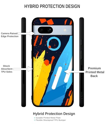 Image of Abstract Stripes Geometric Figures Design Premium 2D Printed Metal Back Case Cover for Google Pixel 7A 5G
