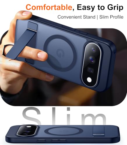 Image of Designed for 11 Pro XL Case 2026, [Built-in Invisible Kickstand][Compatible with MagSafe][Military Grade Shockproof] Slim Translucent Matte Phone Case-Blue