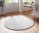 Taracarpet Supersoft kurzflor Teppich Fiona Wohnzimmer Schlafzimmer Kinderzimmer Flur Läufer waschbar rutschfest Uni New Creme 120 cm rund
