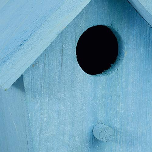 Relaxdays Colorful Deco Birdhouse, Wooden, Small Bird Feeder, Hanging Spring Decor, HxWxD: 16 x 15 x 11 cm, Blue