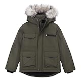 Rokka&Rolla ボーイズ防水リップストップシェルパーカージャケットフリース裏地ウィンターコート, オリーブ, Large