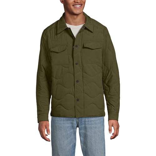 Lands' End Men's Quilted Insulated Shirt Jacket Medium Woodland Moss