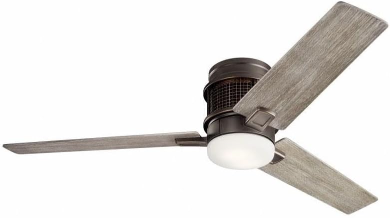 Kichler 300352OZ Chiara 52" Hugger Ceiling Fan with LED Lights and Wall Control, Olde Bronze