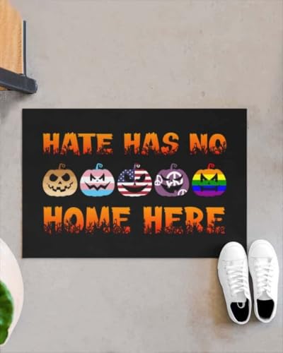 ���փ}�b�g �������������͉Ƃ��Ȃ��J�{�`�������n���E�B���ʔ��� 50×80cm doormat Hate Hate No Home Here Pumpkin Equality Halloween Funny