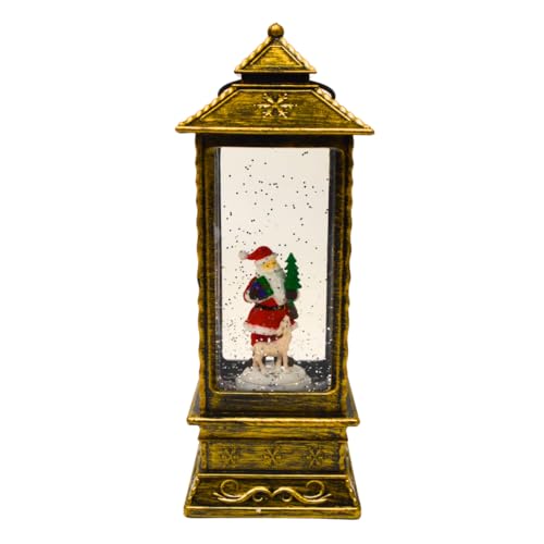 YöL SnowTime 29cm Water Lantern with Revolving Santa Scene – Indoor Christmas Decoration Featuring Glitter Effect, Warm LED Light, Timer Function and Dual Power Option – Festive Holiday Ornament