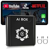 AI Box for Factory Wired CarPlay, Wireless CarPlay & Android Auto Adapter with Netflix, YouTube & TikTok, Full Android Car Video Box with 4G LTE, GPS, Dual Bluetooth and Dual-Band WiFi