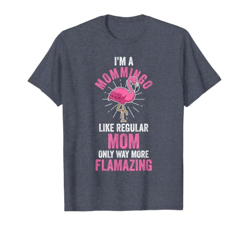 I'm a mommingo Like Regular mom Flamingo T-Shirt, Men, Heather Blue, 5X-Large