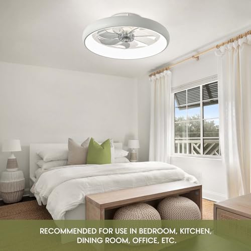 LUDOMIDE 20" Modern White Flush Mount Ceiling Fan with Lights, 6 Wind Speeds, LED, Voice Control, Bedroom, Living Room, Kitchen by LUDOMIDE - Used condition - Image 7