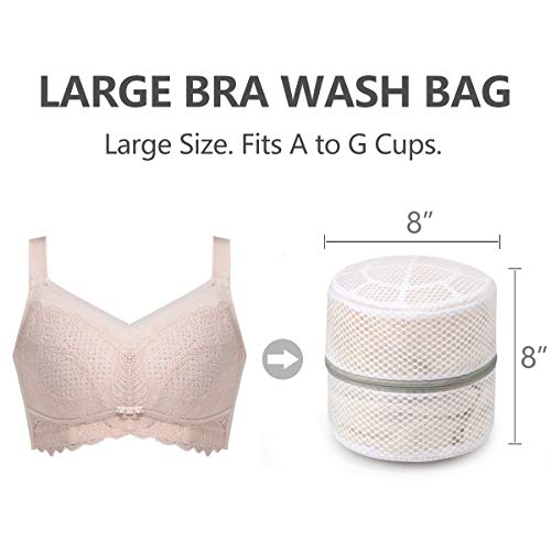 Muchfun 3Pcs Bra Wash Bags, Honeycomb Mesh Laundry Bags for Delicates, Lingerie, Intimates and Underwear 8 x 8 x 8 Inches