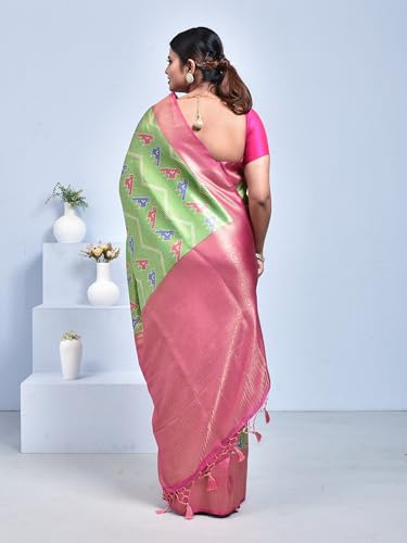 Stotra green paithani silk saree – image 3