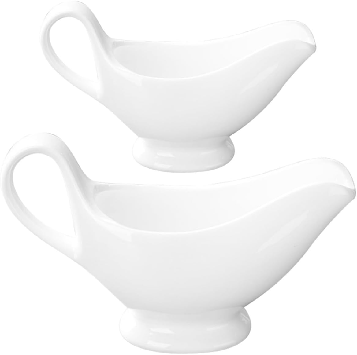 Ceramic Gravy Boat Sauce Pitcher Set 2pcs Thickened Condiment Bowls with Handle for Steak and Tomato Sauce Serving in Western Dining